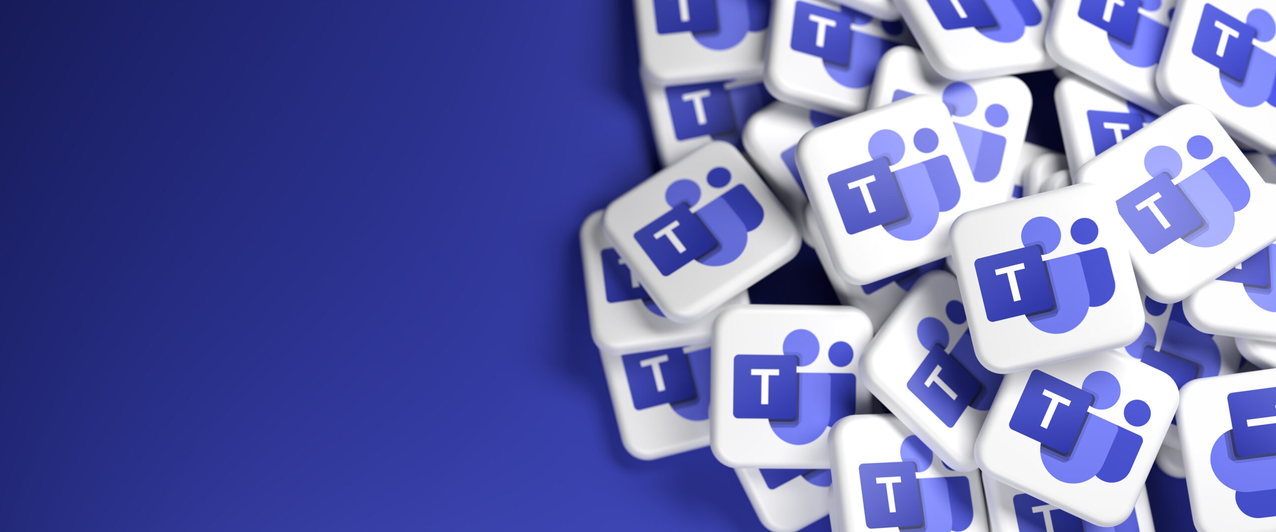 Lots of scrabble blocks with Teams icon on a blue background