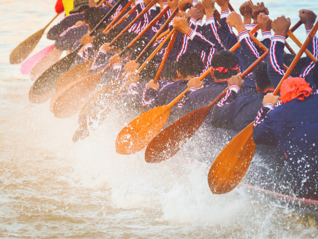 Rowing team need to work together to win the race