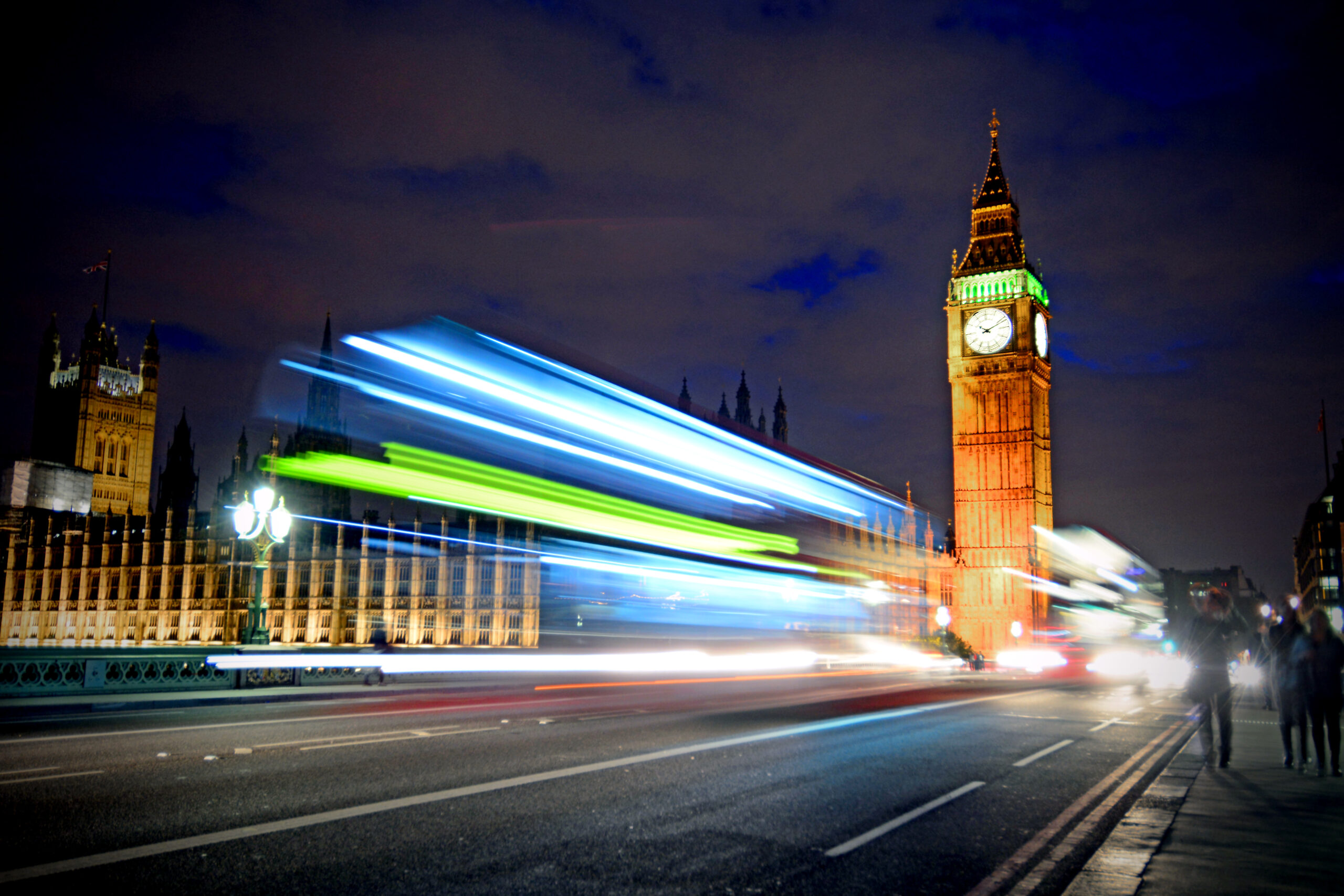 Evening view of the Palace of Westminster and Big Ben in London
