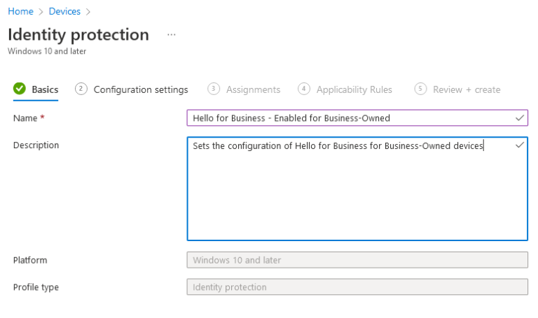 Creating a Identity Protection profile - basics
