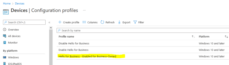 Resulting Identity Protection policy in MEM