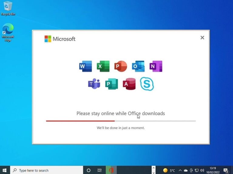 The Office suite installation continues and starts trying to tell you about what's included in Office